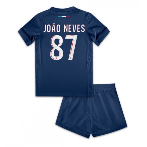 Fotbalové Dres Paris Saint-Germain Joao Neves #87 Dětské Domácí 2024-25 Krátký Rukáv (+ trenýrky)